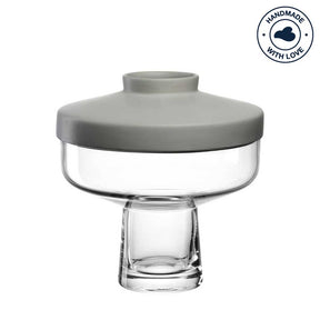 Vase RIVA mit Aufsatz 22 cm grau