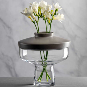 Vase RIVA mit Aufsatz 22 cm grau