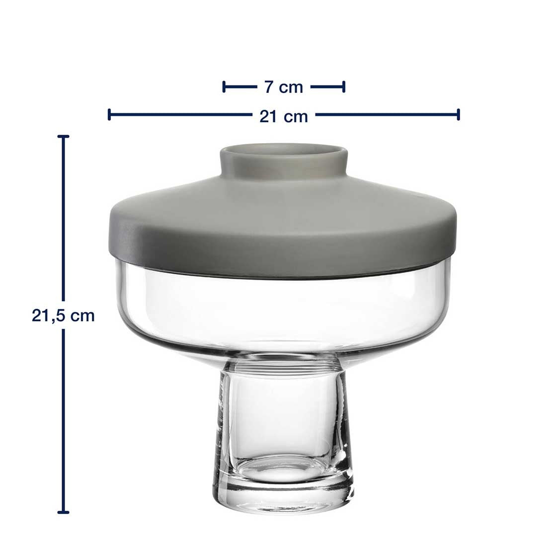 Vase RIVA mit Aufsatz 22 cm grau