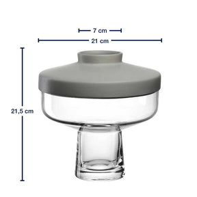 Vase RIVA mit Aufsatz 22 cm grau