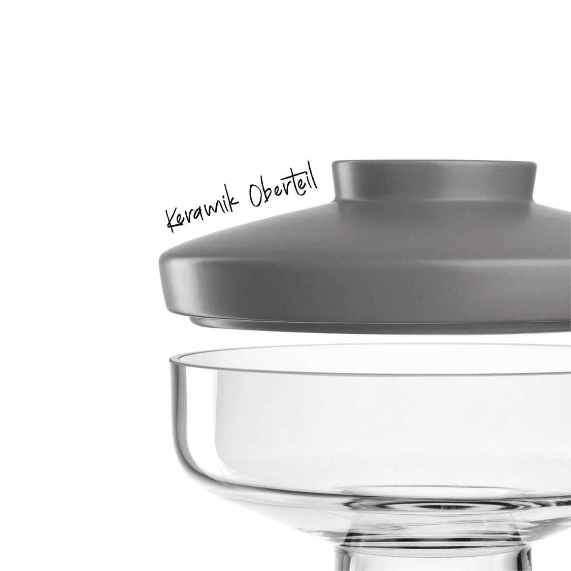 Vase RIVA mit Aufsatz 22 cm grau