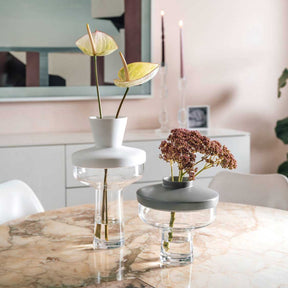 Vase RIVA mit Aufsatz 22 cm grau