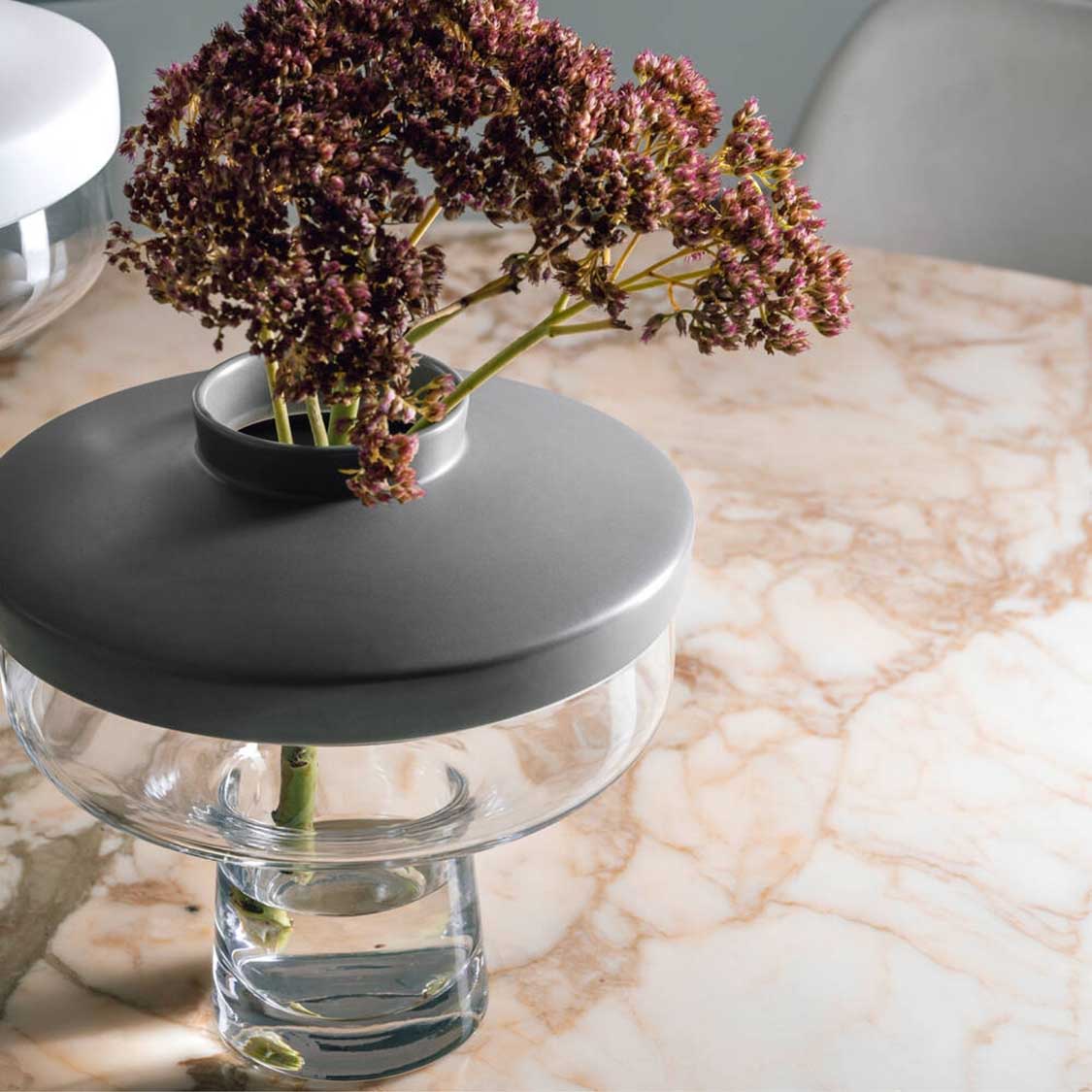 Vase RIVA mit Aufsatz 22 cm grau