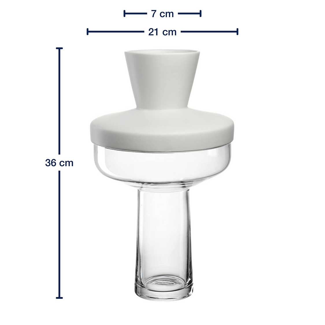 Vase RIVA mit Aufsatz 36 cm weiß