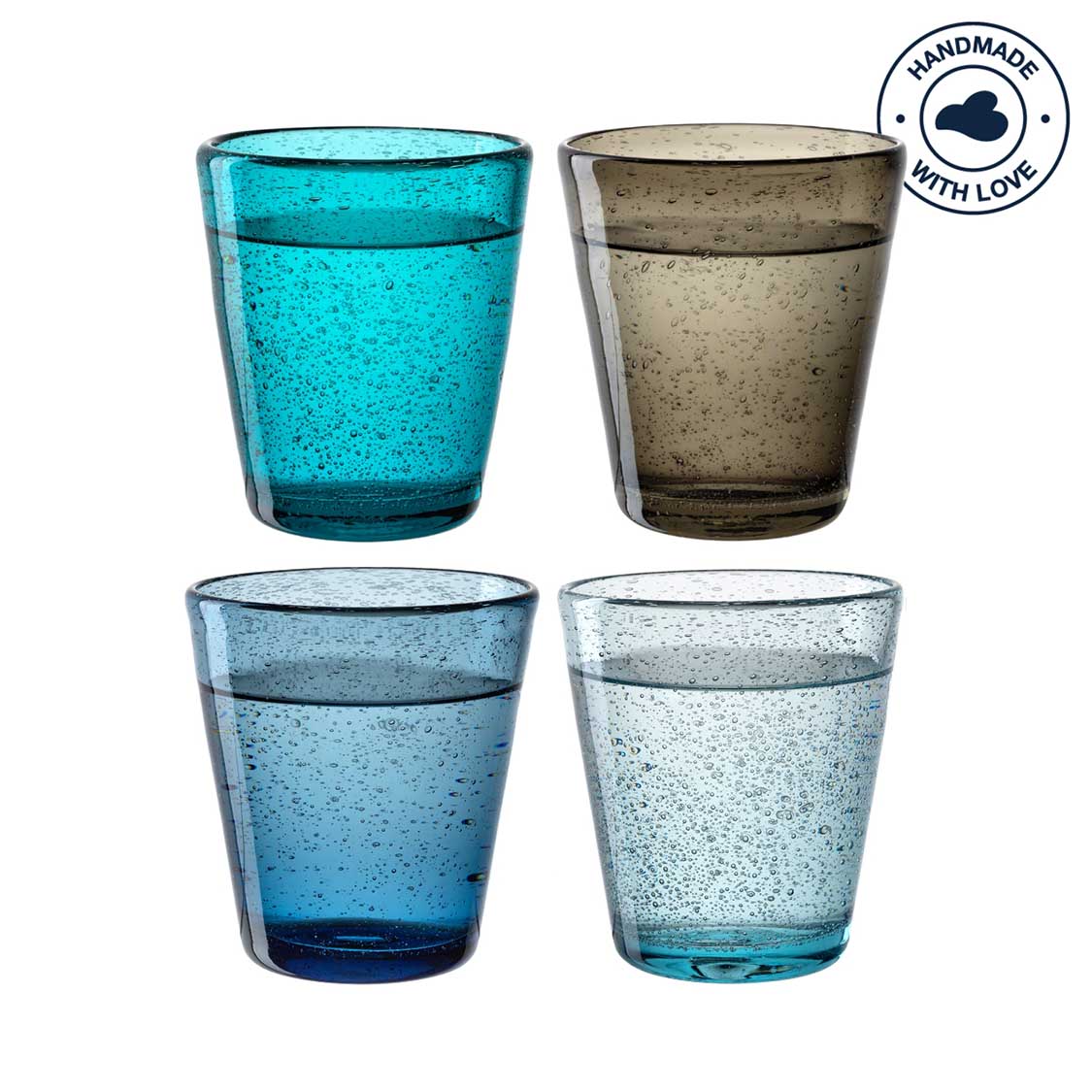 Trinkglas BURANO 330 ml kalte Farben 4er-Set