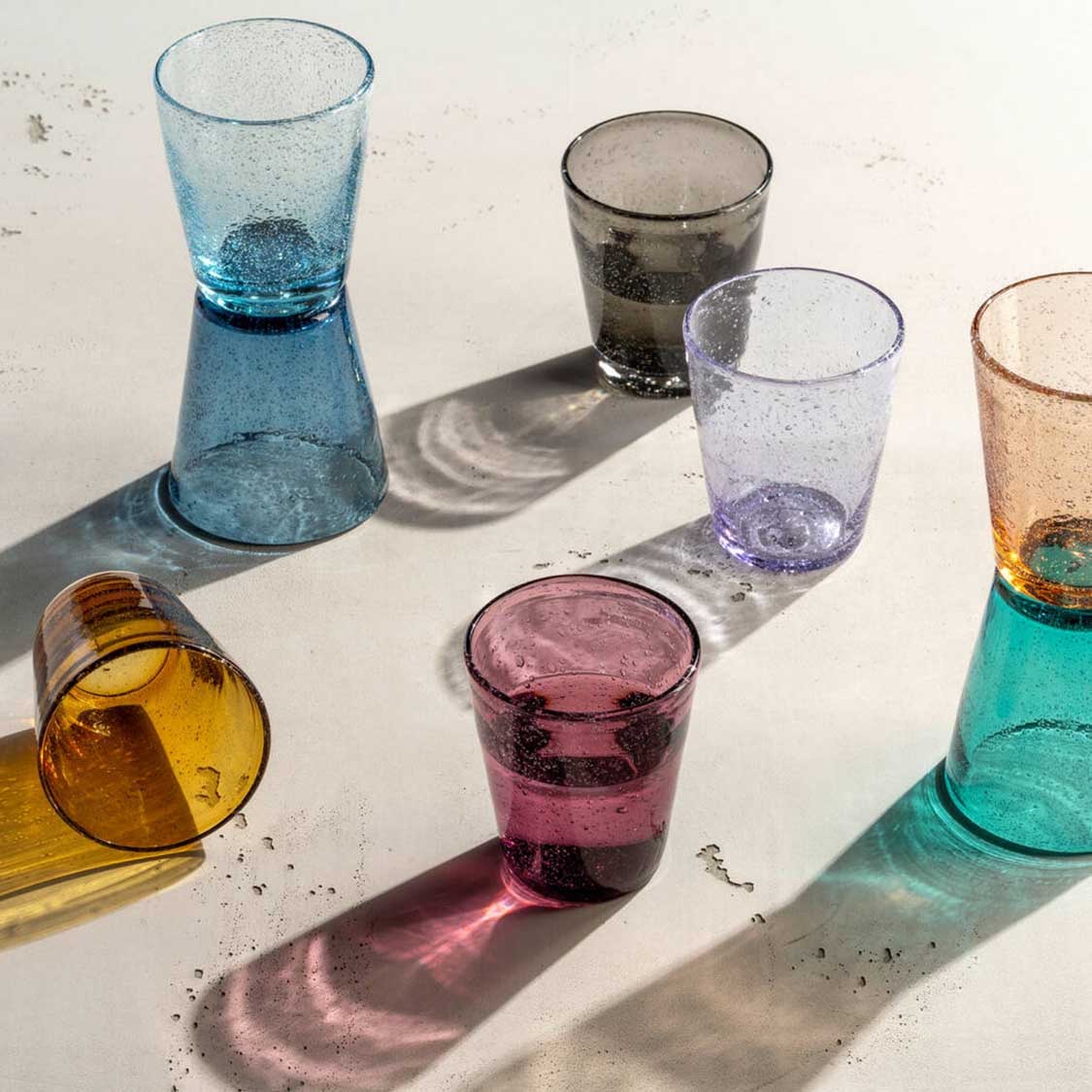 Trinkglas BURANO 330 ml kalte Farben 4er-Set