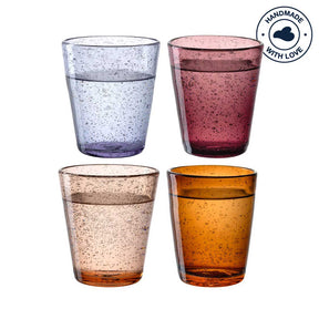 Trinkglas BURANO 330 ml warme Farben 4er-Set