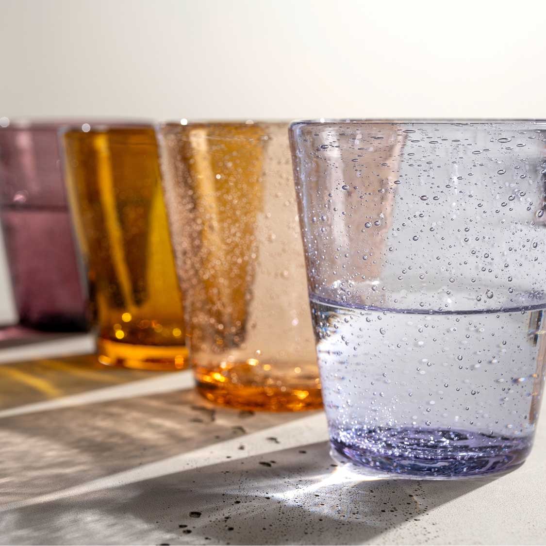 Trinkglas BURANO 330 ml warme Farben 4er-Set