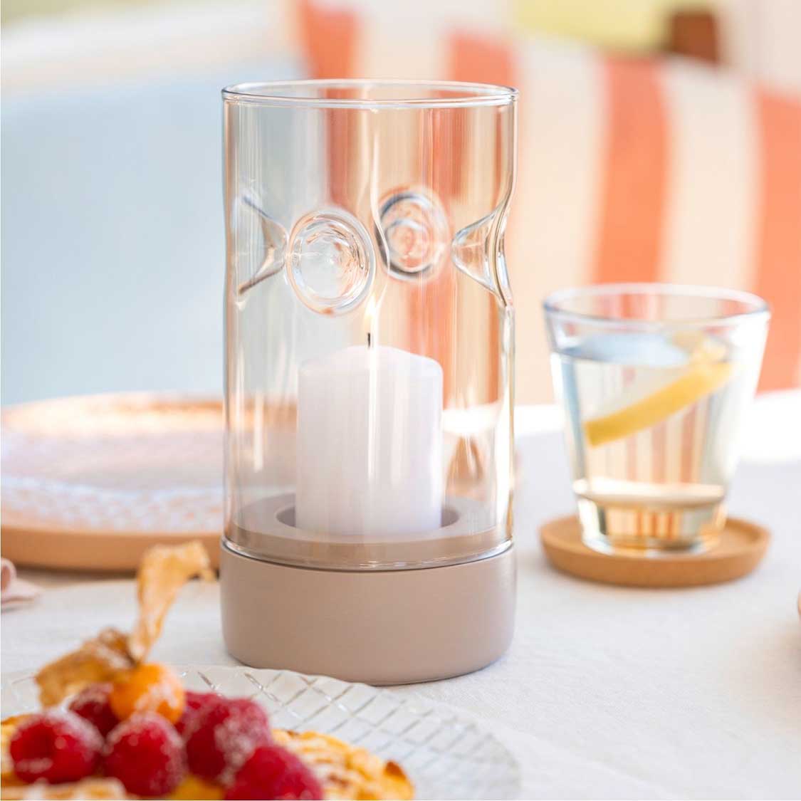 Tischlicht auf Sockel SOLE 19 cm taupe