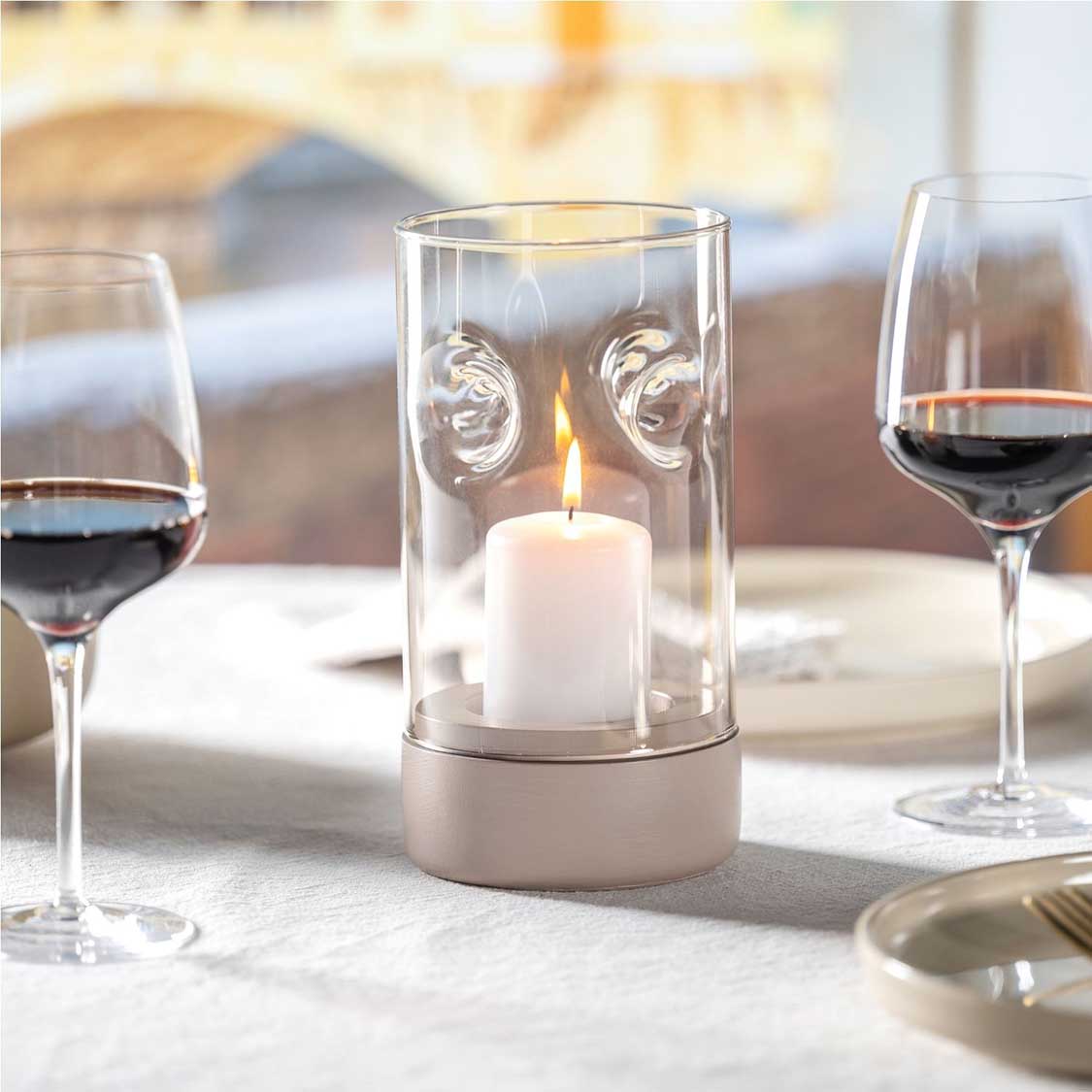 Tischlicht auf Sockel SOLE 19 cm taupe