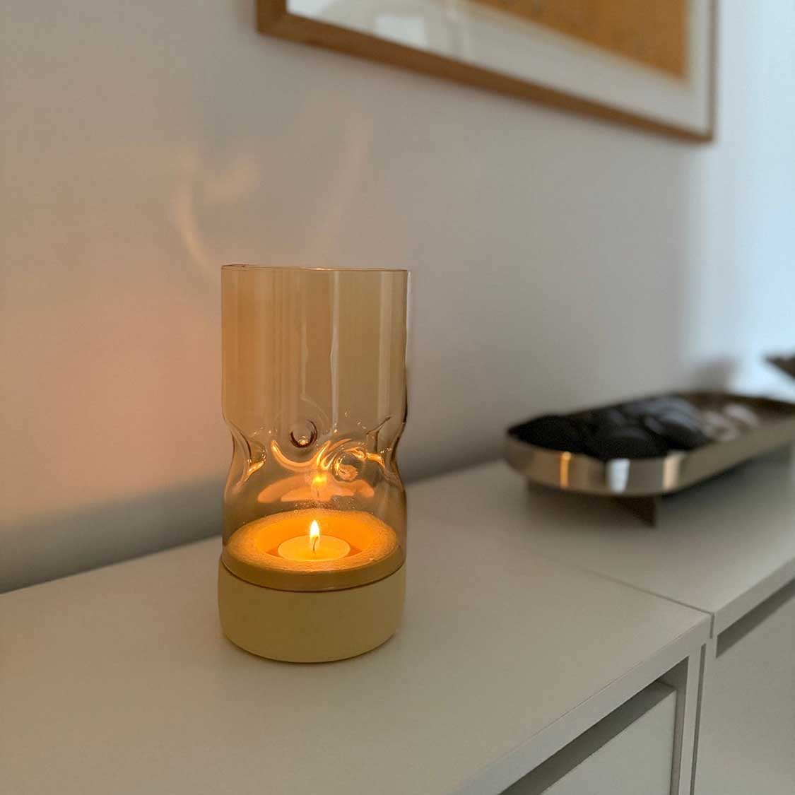 Tischlicht auf Sockel SOLE 19 cm gelb