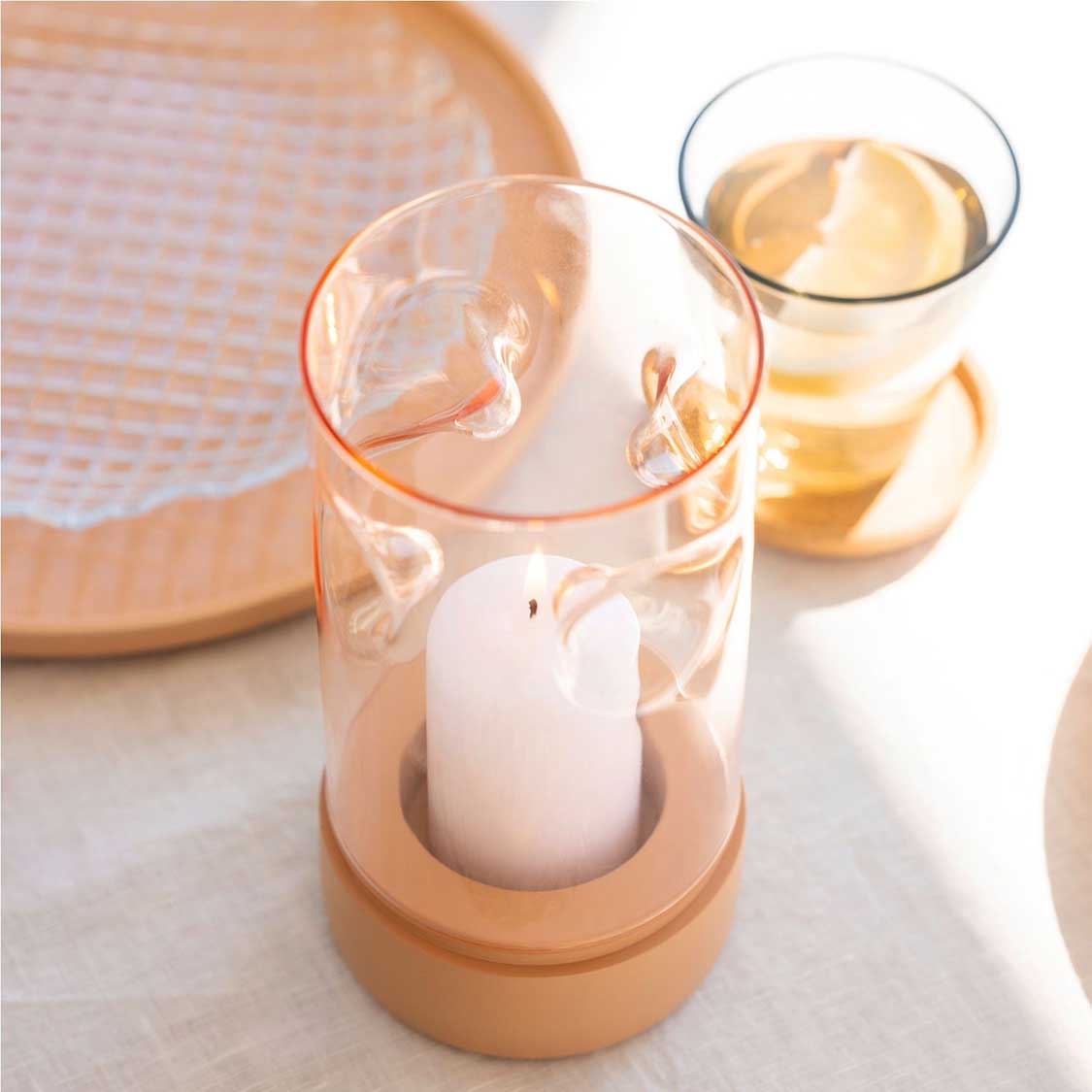 Tischlicht auf Sockel SOLE 19 cm apricot