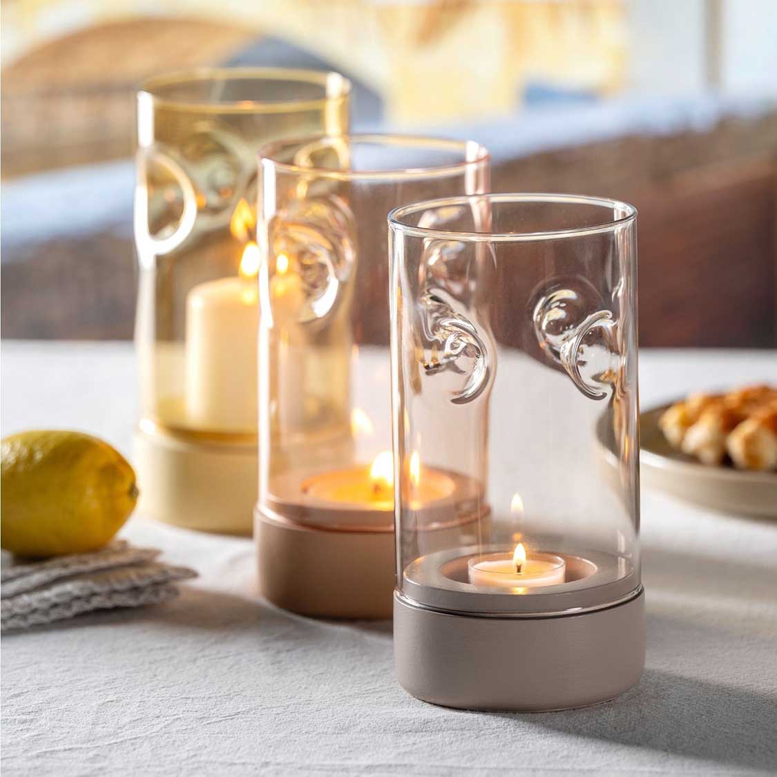 Tischlicht auf Sockel SOLE 19 cm apricot