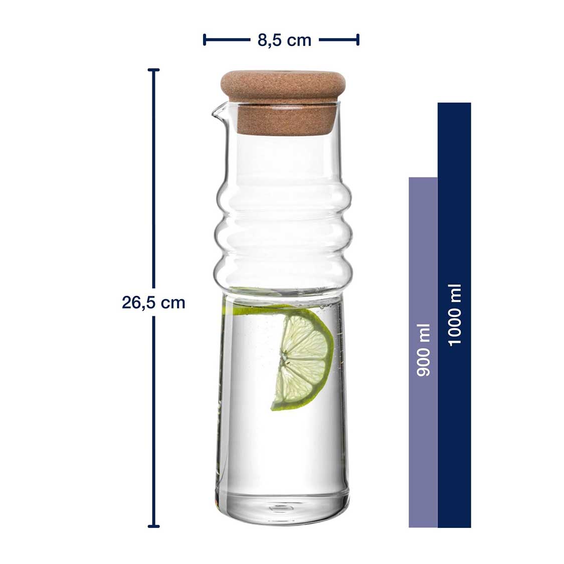 Karaffe SOLE 0,9 l mit Korkstopfen