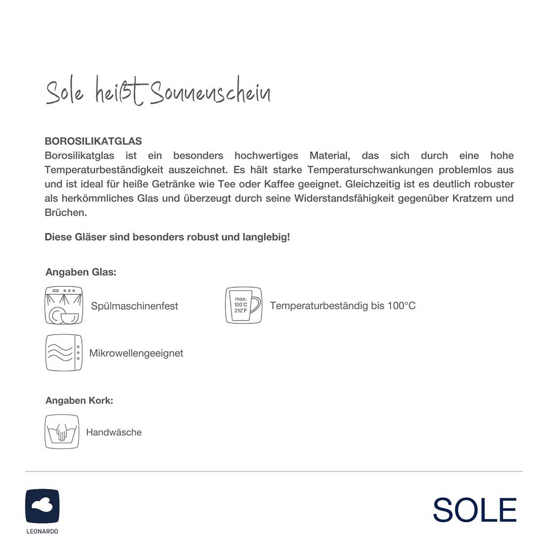 Karaffe SOLE 0,9 l mit Korkstopfen