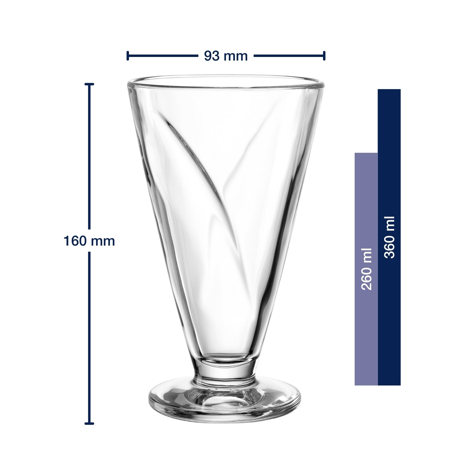 Eisbecher aus Glas CONO 360 ml 4er-Set