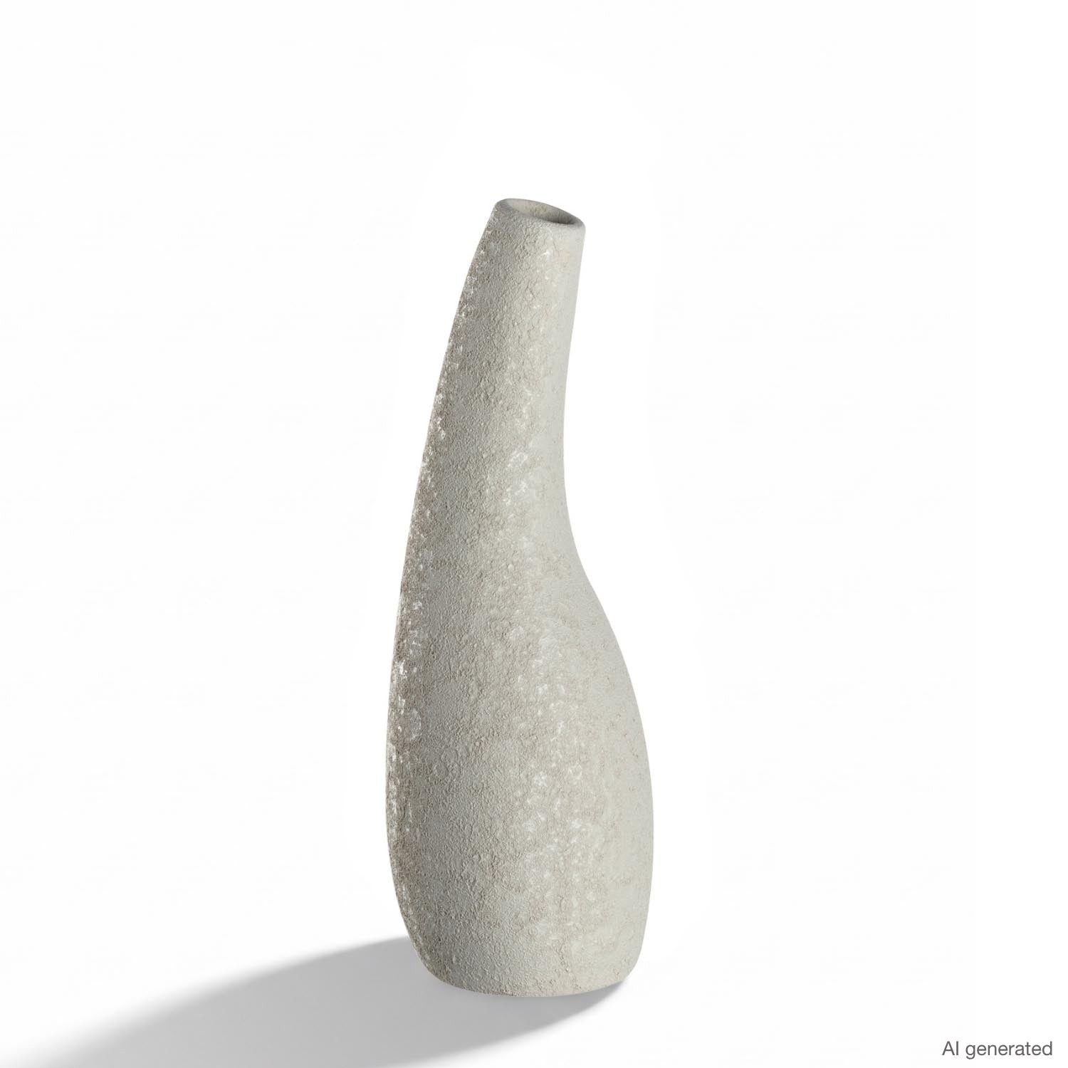 Keramikvase ARCO 30 cm taupe auf weißem Hintergrund, schräge Ansicht