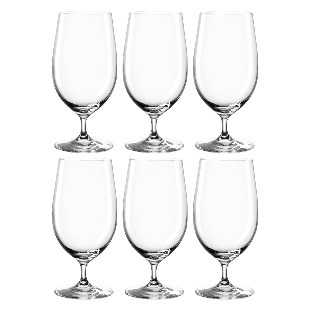 Sechs klare Biergläser CIAO+ in zwei Reihen angeordnet