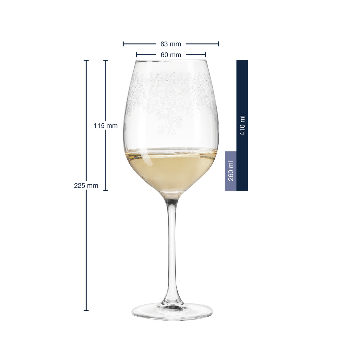 Massangaben zum Weißweinglas CHATEAU 410 ml