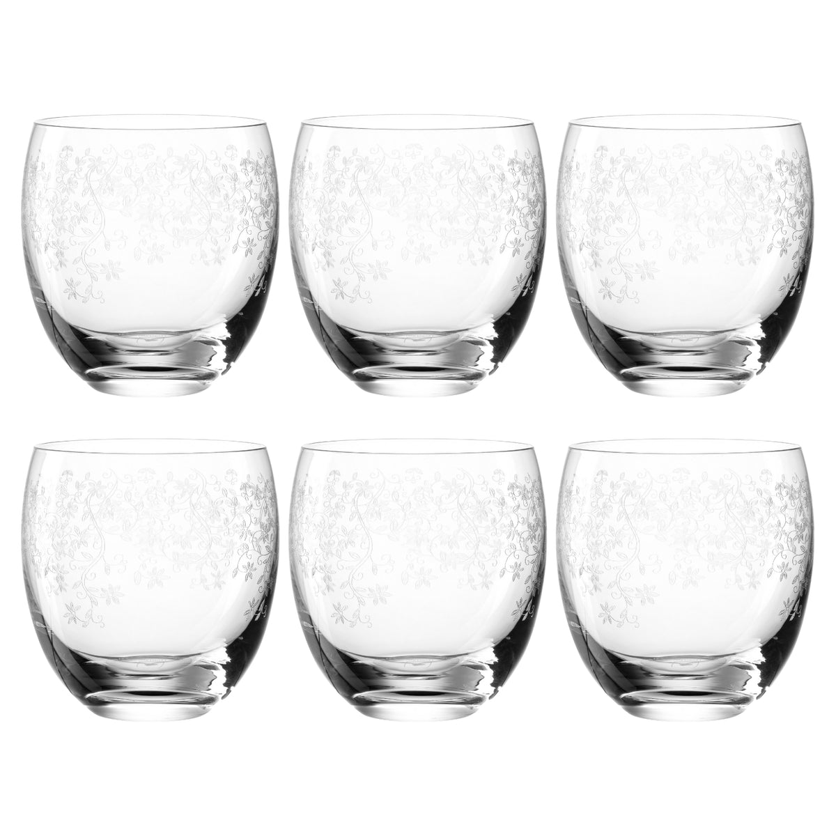 Sechs klare Trinkgläser CHATEAU 400 ml in 2x3 Anordnung