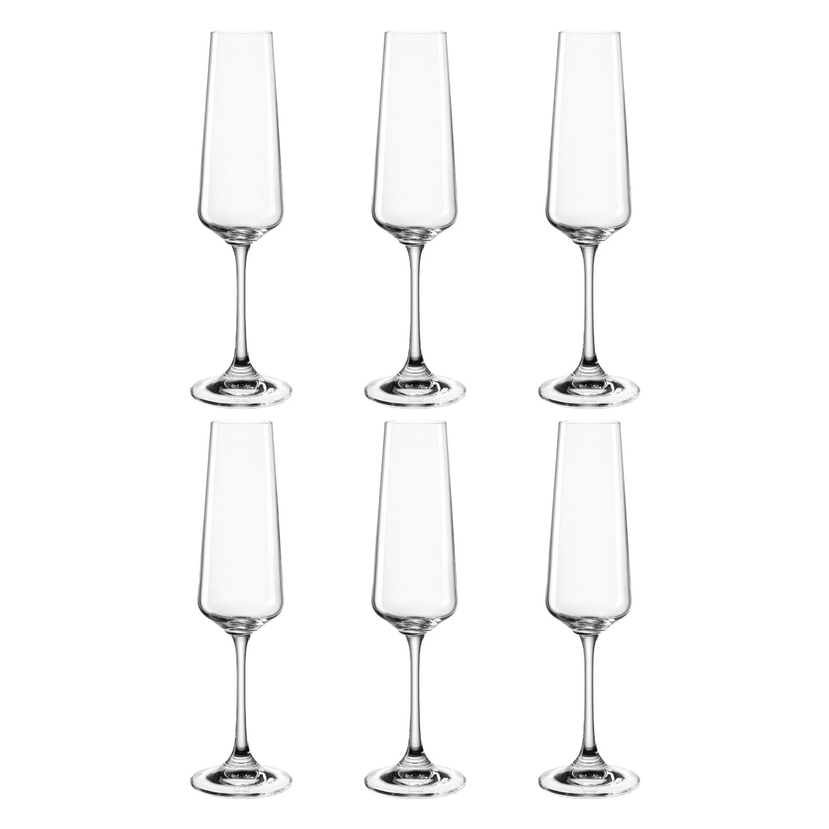Sektglas PALADINO 220 ml 6er-Set, klares Glas, arrangiert in zwei Reihen