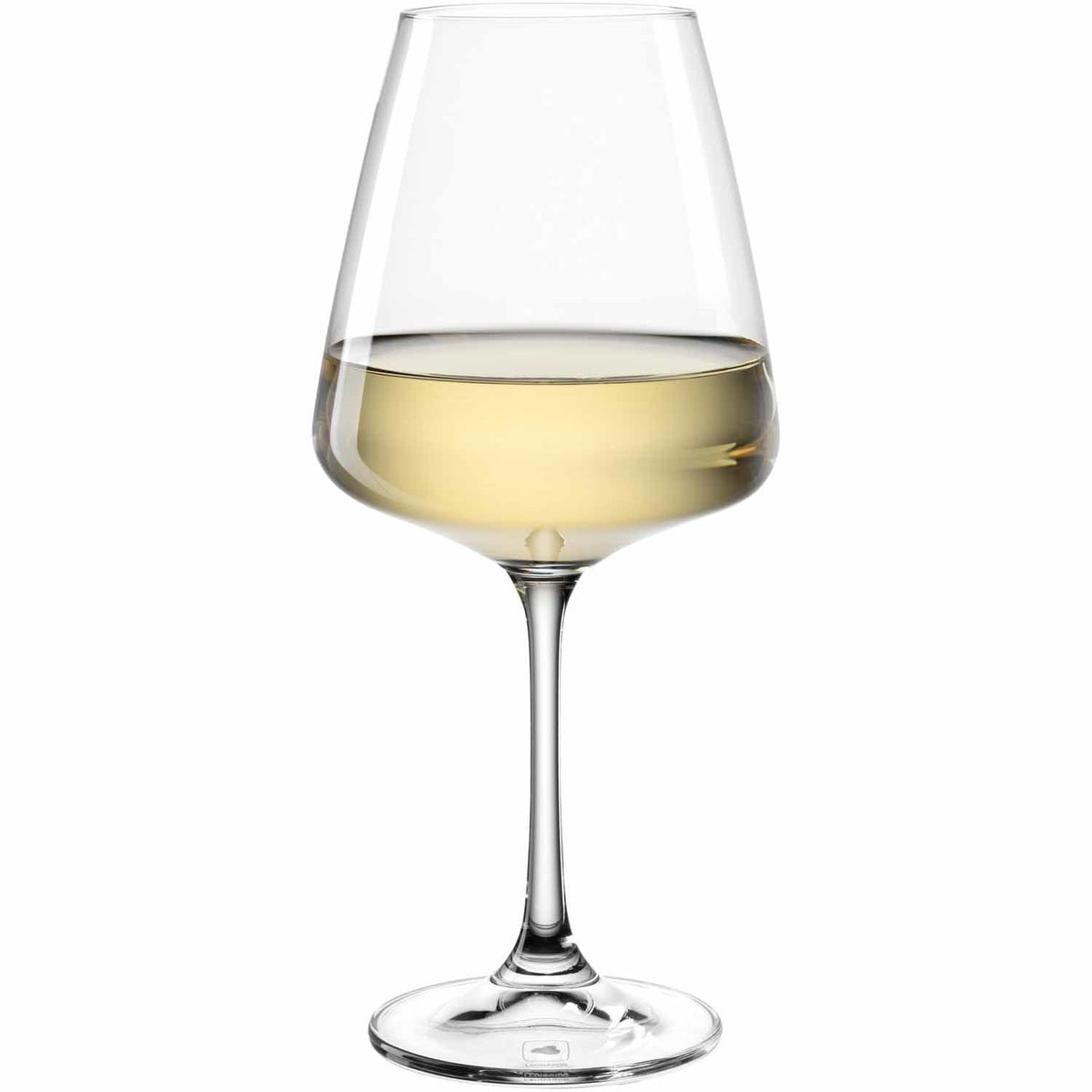 Weißweinglas PALADINO mit Weißwein gefüllt, Einzelglas vor weißem Hintergrund