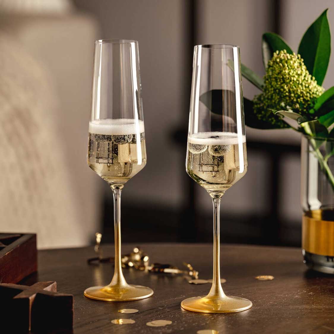 Sektglas PUCCINI 280 ml gold 2er-Set