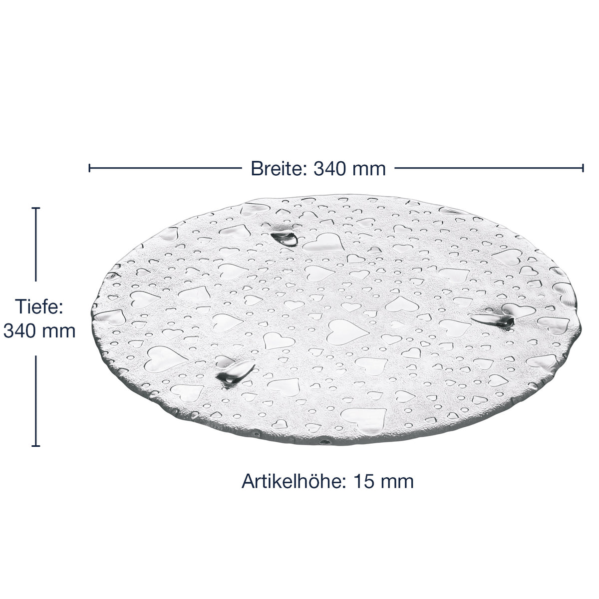 Massangaben zu Platte HEART 34 cm mit Herzoptic