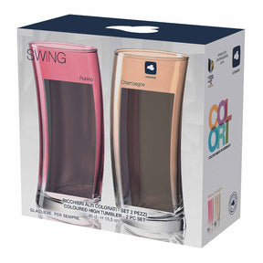Trinkglas SWING 450ml rot/champagner 2er-Set