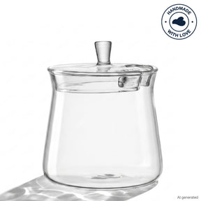 Glasdose GIORNO mit Deckel, transparent, freistehend vor weißem Hintergrund