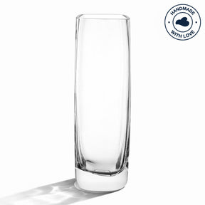 Solifleurvase PIETRA 25 cm aus klarem Glas, einzeln vor weißem Hintergrund