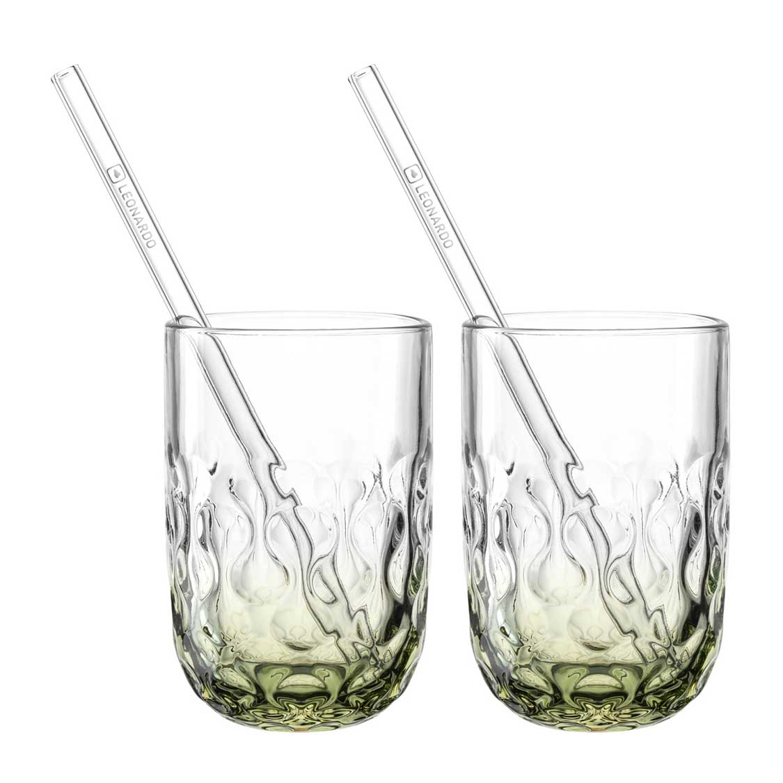 Matcha Latte Gläser GOCCE mit Glastrinkhalm 4-teilig