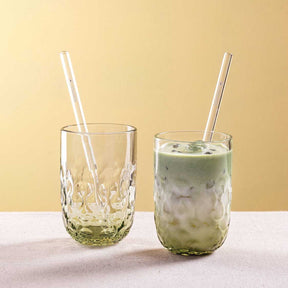 Matcha Latte Gläser GOCCE mit Glastrinkhalm 4-teilig