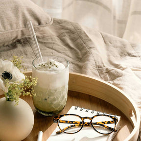 Matcha Latte Gläser GOCCE mit Glastrinkhalm 4-teilig