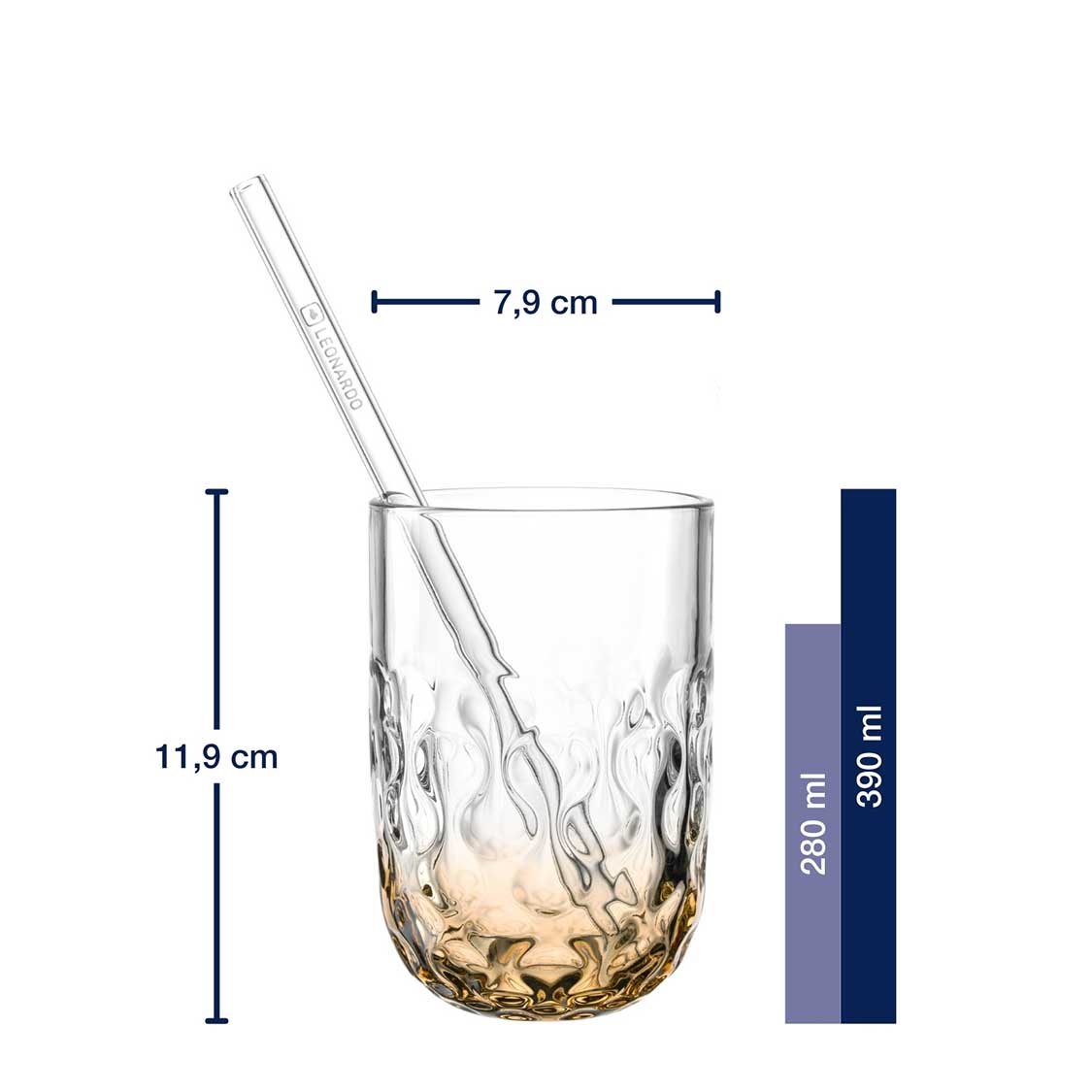 Caramel Macchiato Gläser GOCCE mit Glastrinkhalm 4-teilig