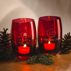 Tischlicht CHEERS 12,5 cm rot mit persönlicher Gravur