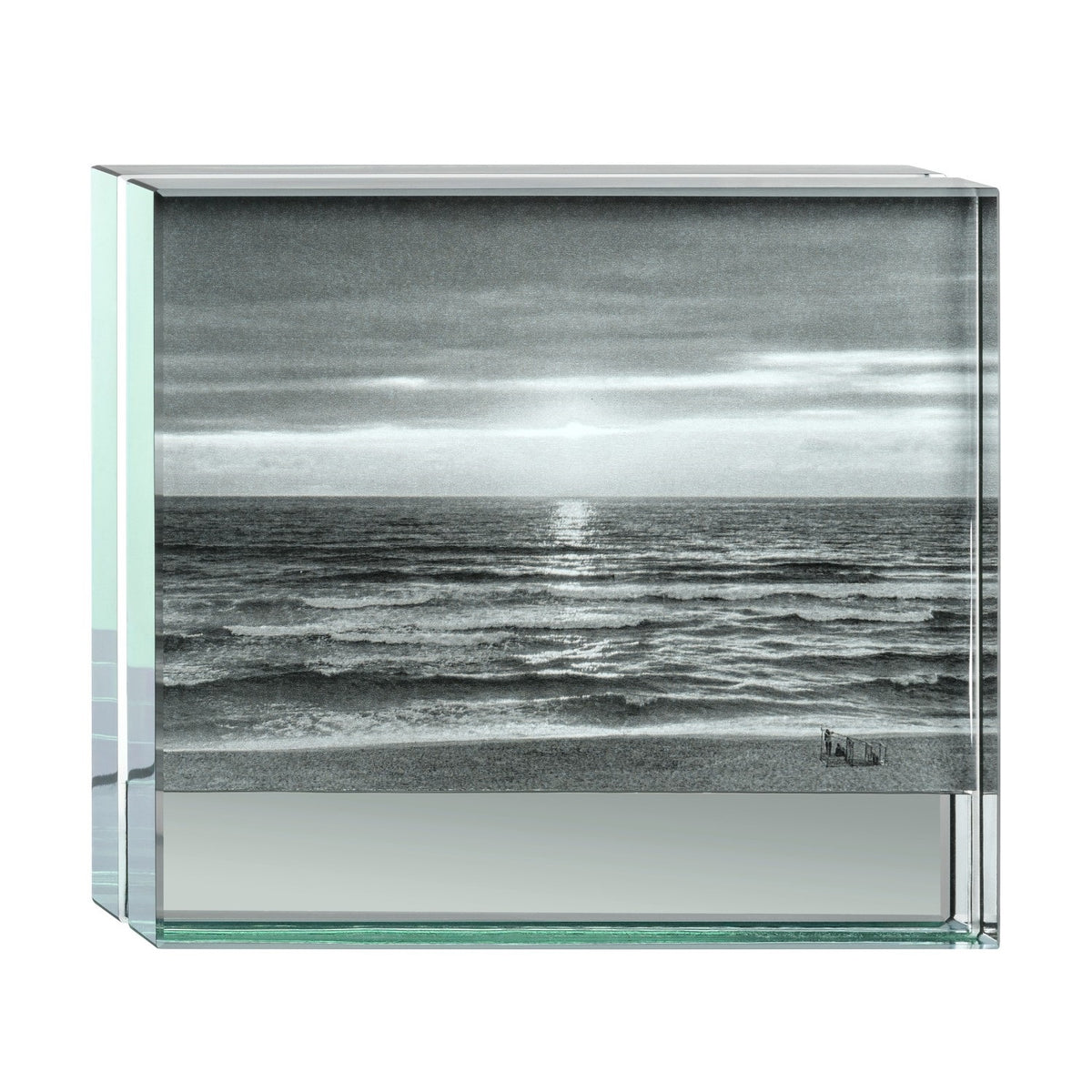 Bilderrahmen LINEA aus Glas mit Meereswellen-Fotografie und leerer Gravurfläche
