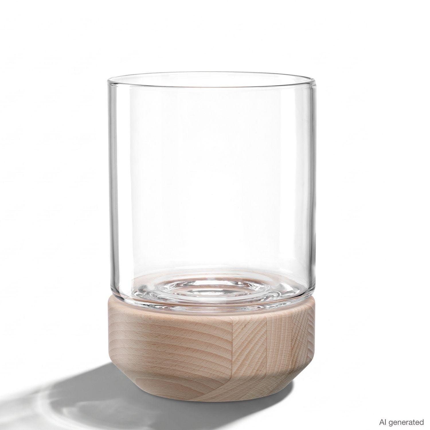 Windlicht auf Holzsockel LEGNO 21 cm
