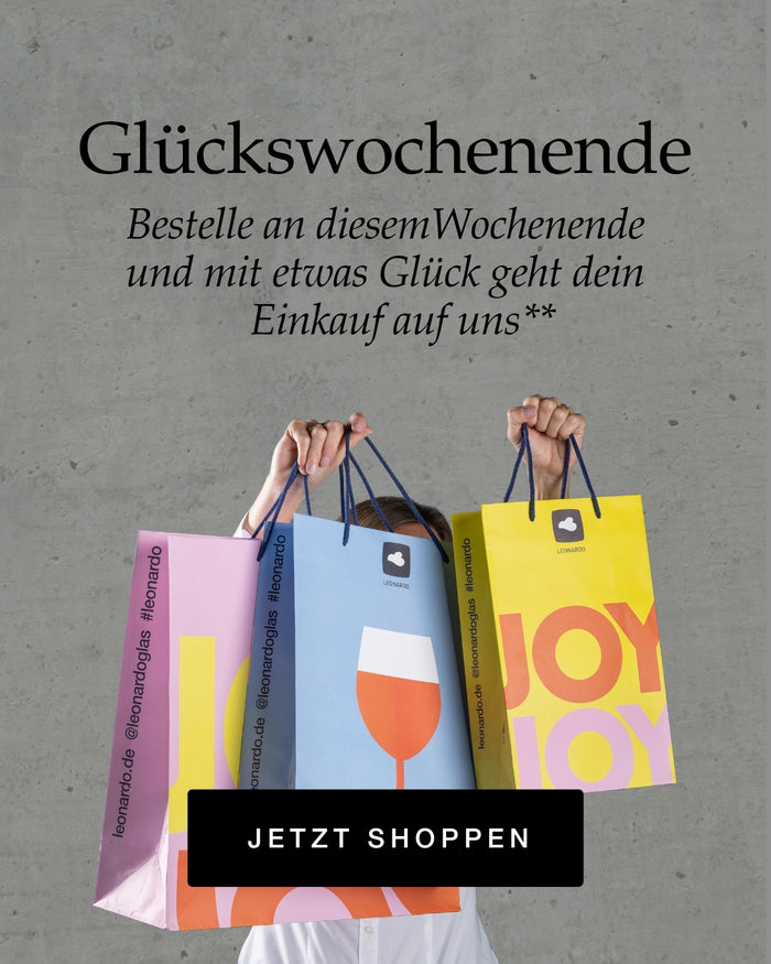 Glückswochenende – Bestelle an diesem Wochenende und mit etwas Glück geht dein Einkauf auf uns, Hände halten bunte Papiertüten, Jetzt Shoppen Button