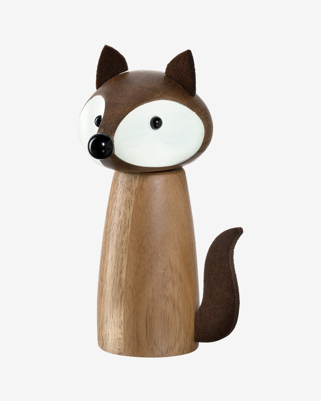 Gewürzmühle aus Holz in Form eines Fuchses mit großen Augen als Geschenkidee von LEONARDO.