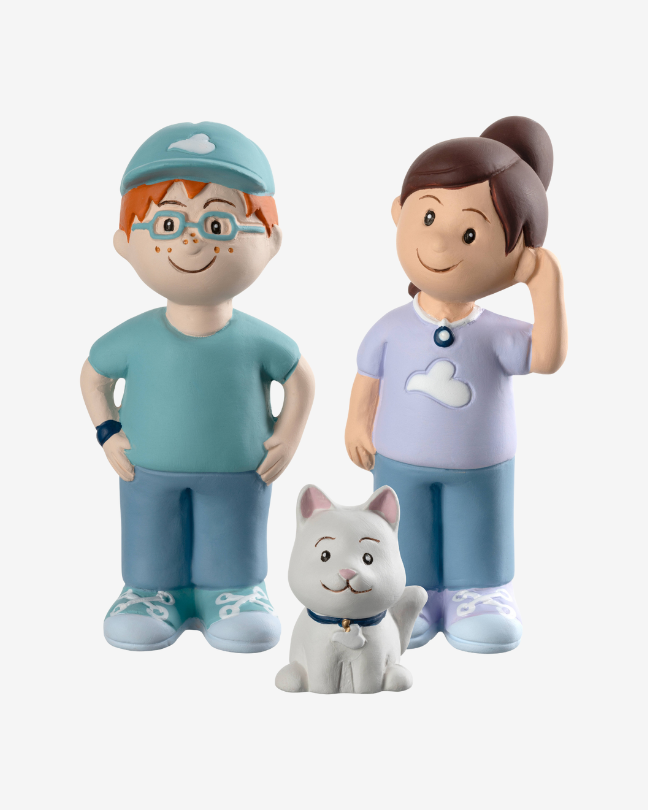 Figuren-Set mit Junge, Mädchen und Katze aus der Kinderkollektion von LEONARDO.