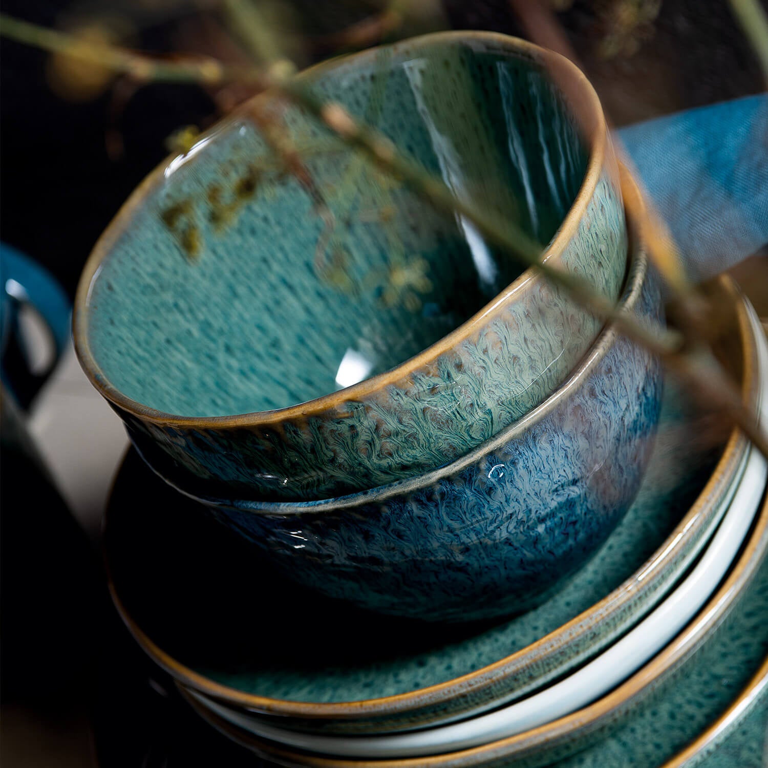 Keramikteller MATERA 20,7 cm blau Tief