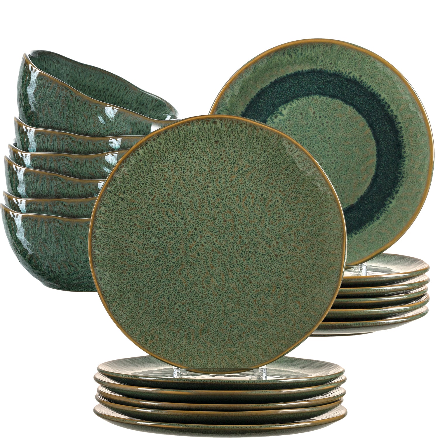 Geschirrset MATERA 18-teilig grün Keramik
