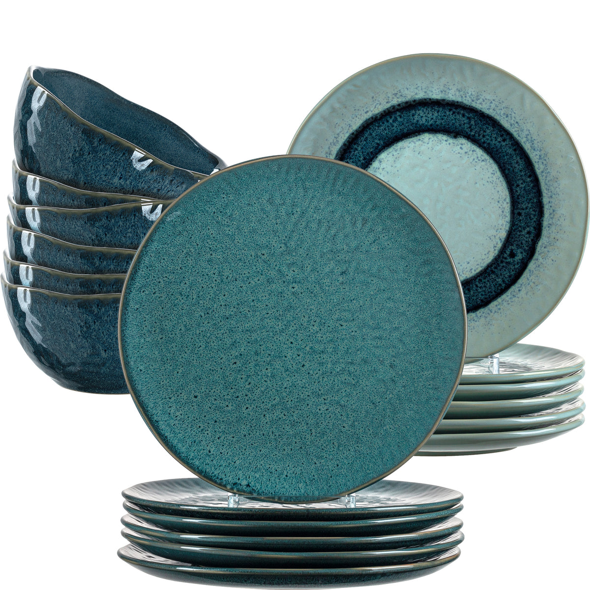Geschirrset MATERA 18-teilig blau Keramik