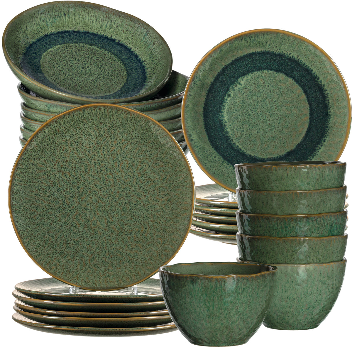 Geschirrset MATERA 24-teilig grün Keramik – Leonardo