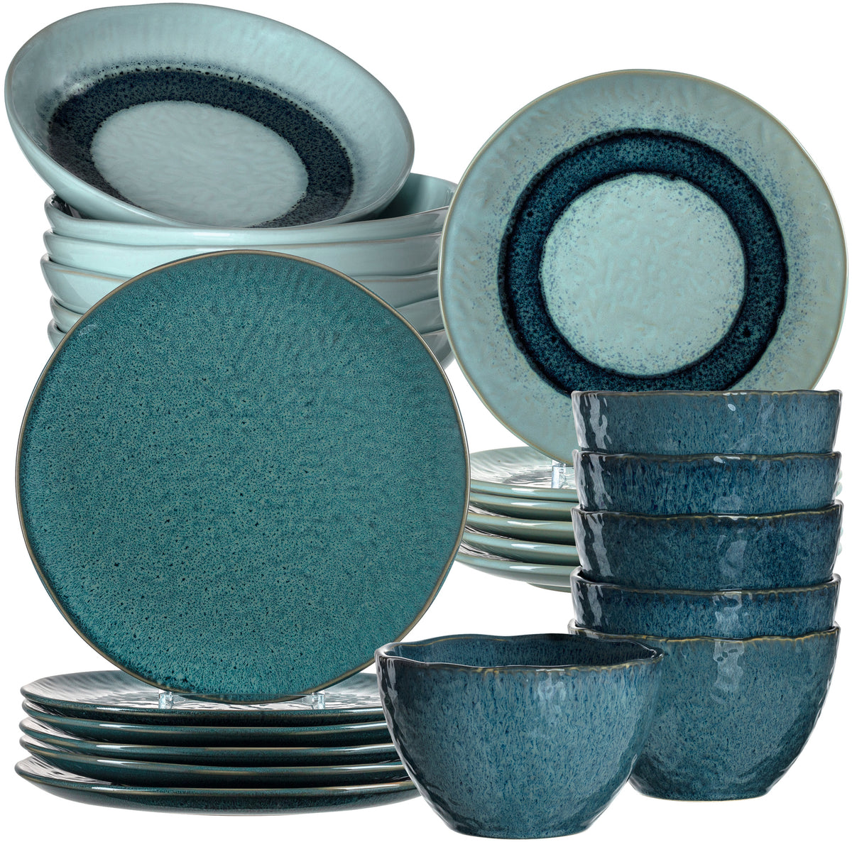 Geschirrset MATERA 24-teilig blau Keramik