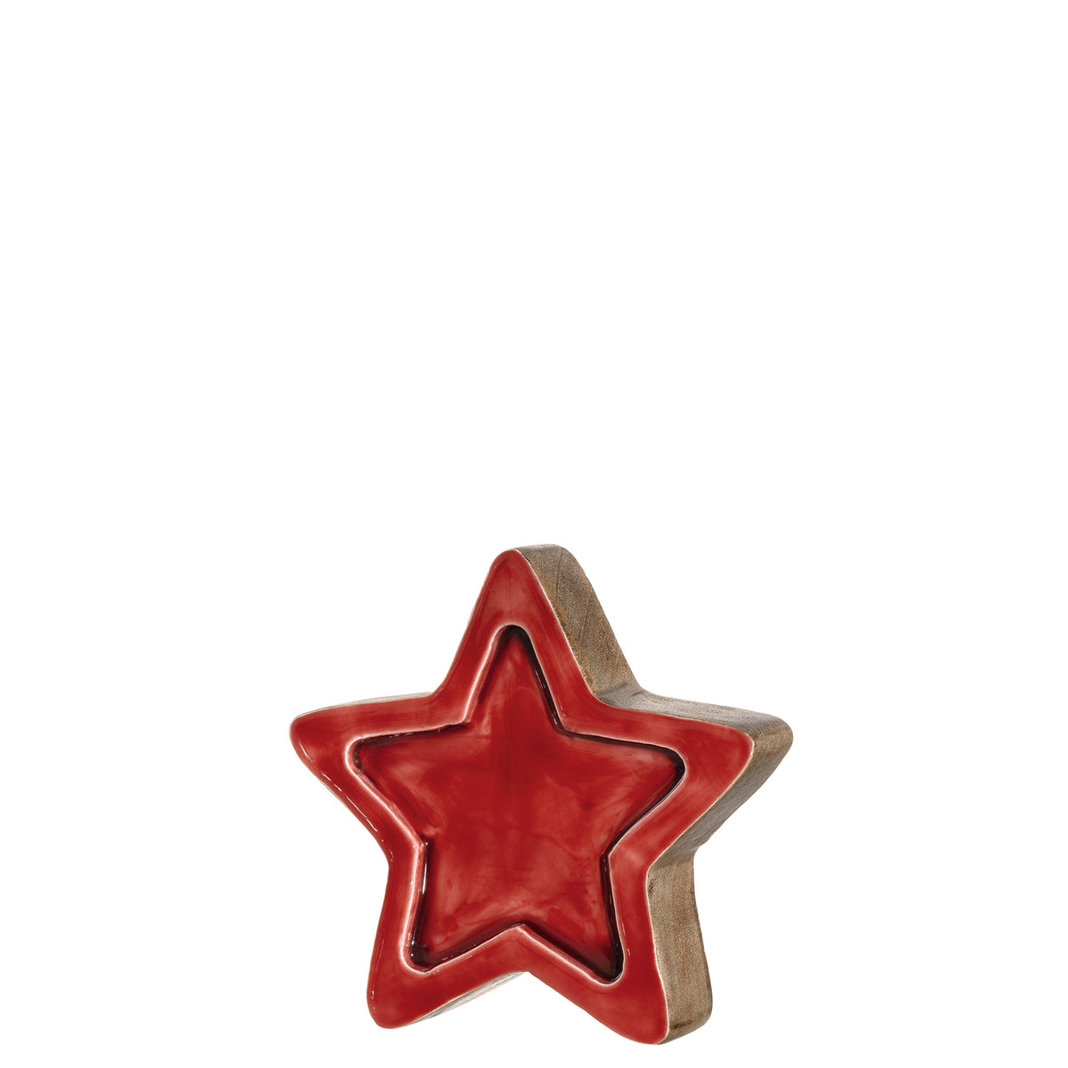 Mangoholzstern CALDO 16 cm rot