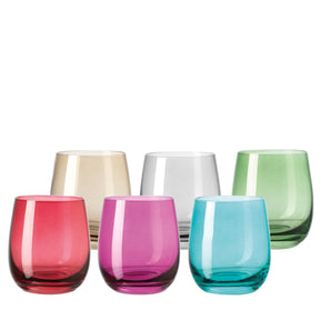Trinkglas SORA 6 Stück sortiert 360 ml farbig